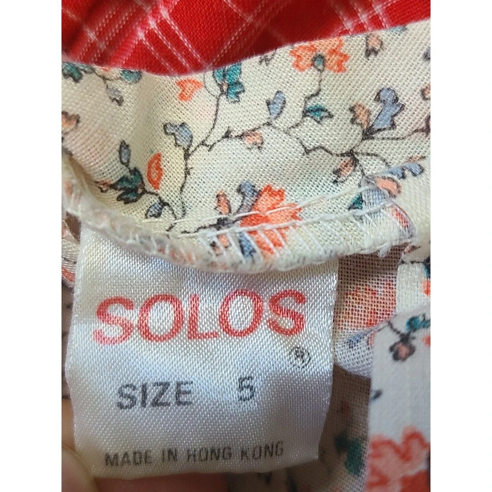 VTG 70s Solos Girl's 5 Prairie Pinafore Dress Lacy Retro Cowgirl Cottagecore - Picture 5 of 6